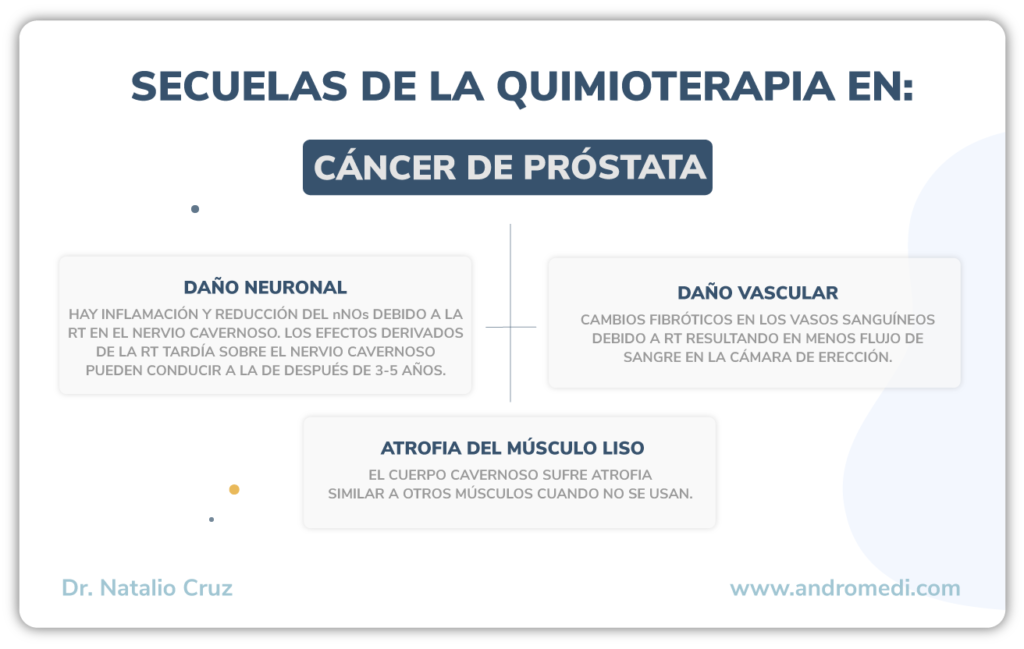 Infografía sobre las secuelas de la quimioterapia en el cáncer de próstata